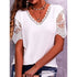 Women Summer Loose V Neck Lace tops